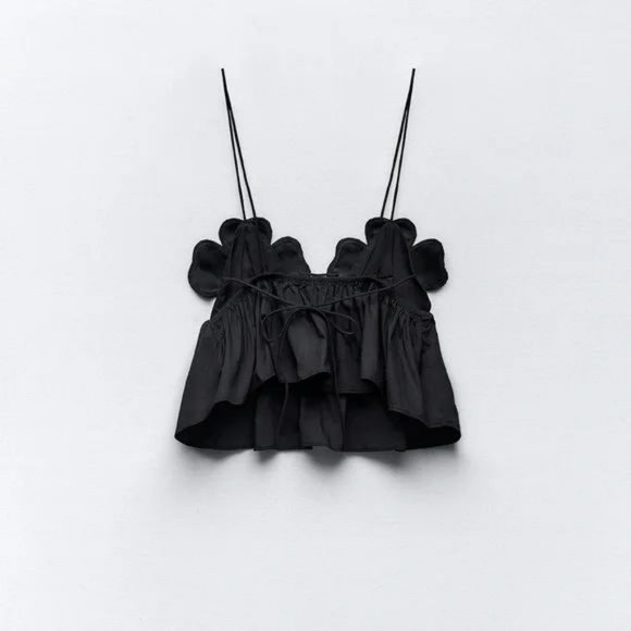 ZARA RHINESTONE FLORAL POPLIN TOP - Picture 14 of 16